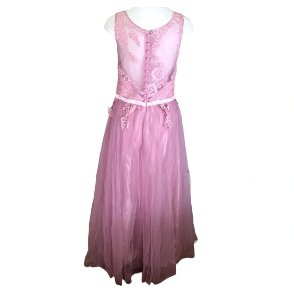 Babyonline Pink Lacey Embroidered Dress EUC size small
